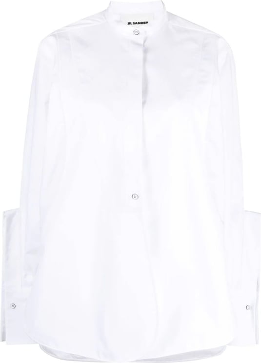 Jil Sander band-collar panelled cotton shirt Wit