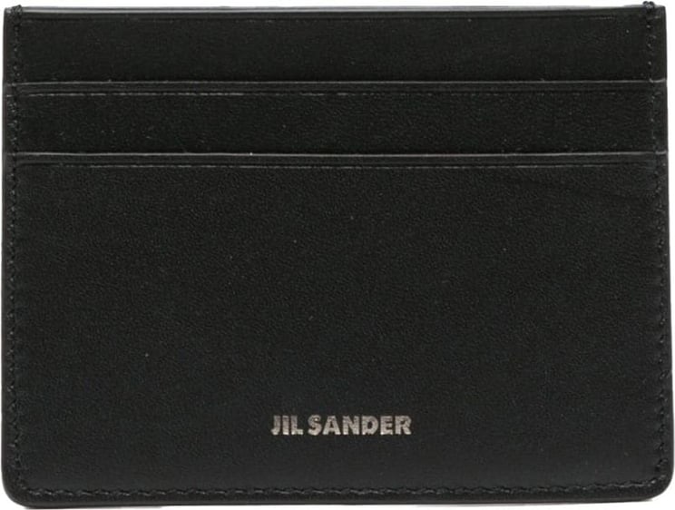 Jil Sander logo-stamp leather cardholder Zwart