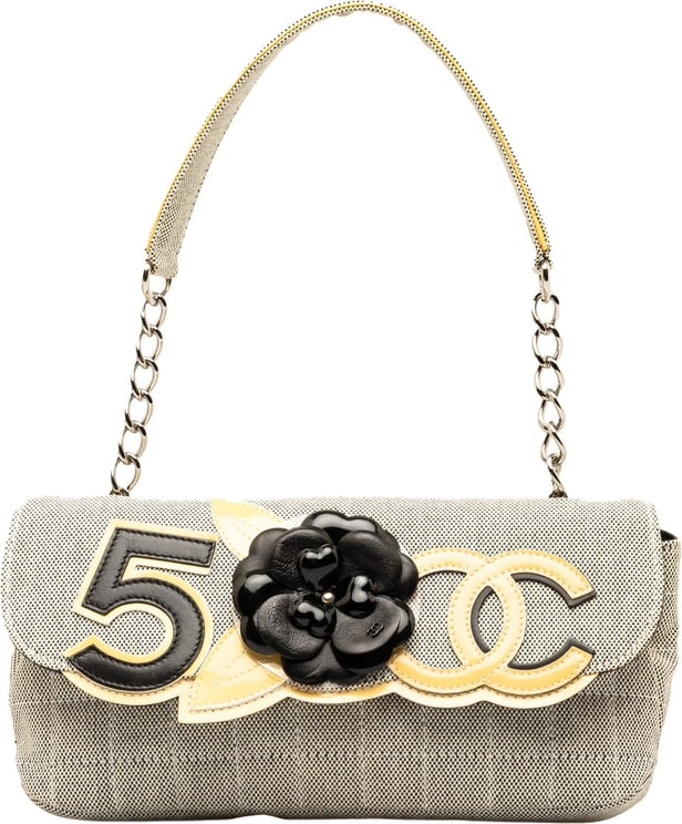 Chanel Camellia CC Choco Bar No. 5 Shoulder Bag Grijs