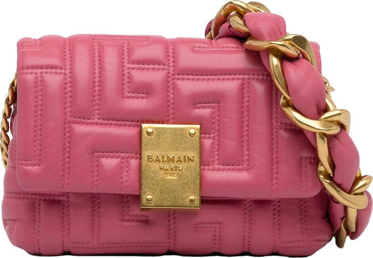 Balmain 1945 Quilted Leather Crossbody Roze
