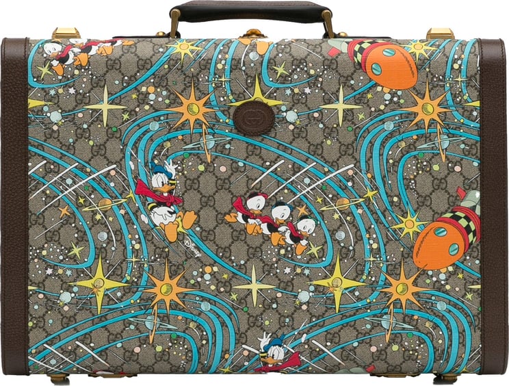 Gucci x Disney Medium GG Supreme Donald Duck Savoy Suitcase Bruin