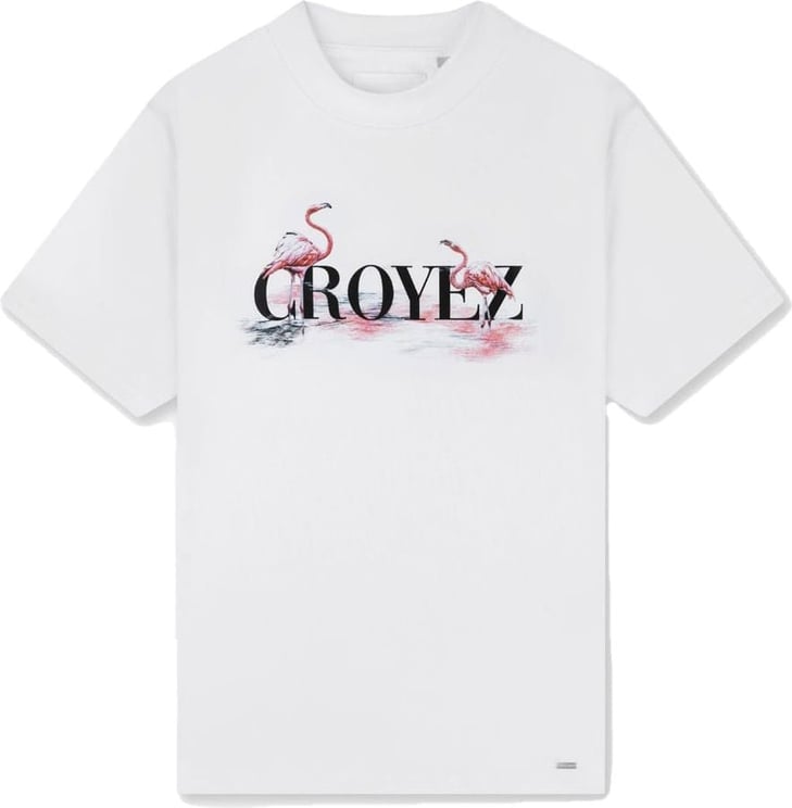 Croyez croyez pink flamingo t-shirt - white Wit