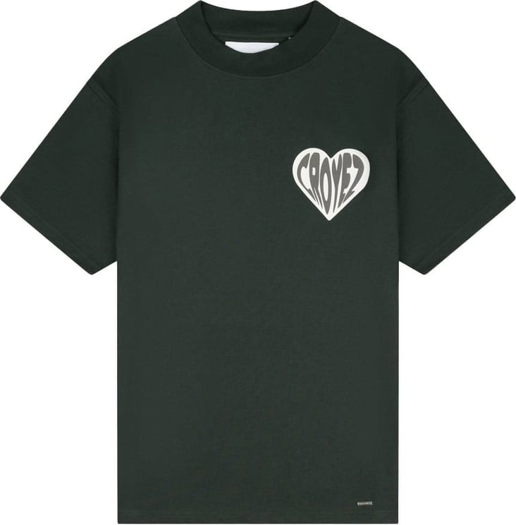 Croyez croyez puffed heart t-shirt - dark green/off-white Groen