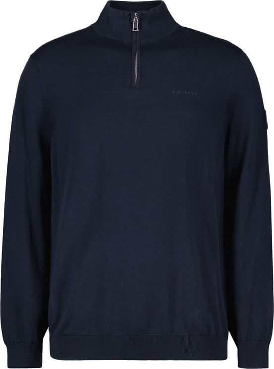 Airforce Knitwear Quarter Zip Dark Navy Blue Blauw