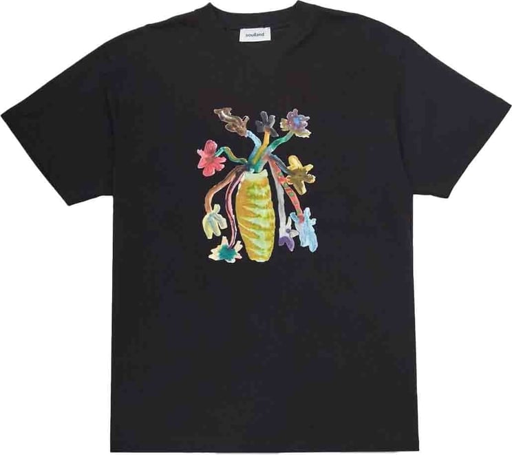 Soulland T-Shirt Kai Flower Nero Zwart