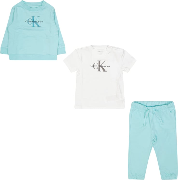 Calvin Klein Calvin Klein Baby Unisex Joggingpak Turquoise Blauw