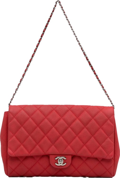 Chanel Quilted Caviar New Clutch on Chain Rood