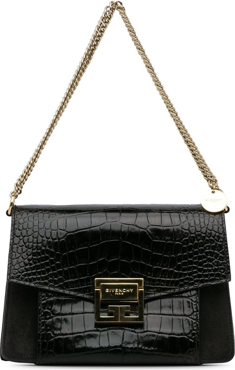 Givenchy Small Embossed GV3 Shoulder Bag Zwart