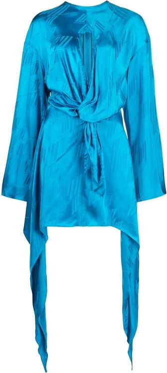 The Attico logo-print long-sleeve minidress Blauw