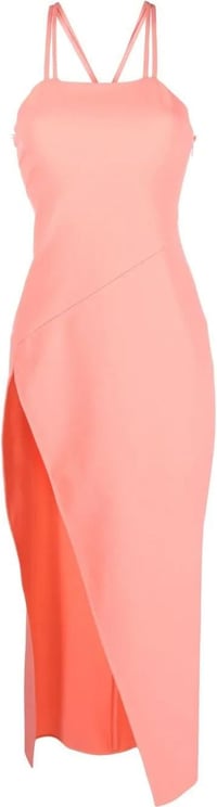 The Attico double-strap asymmetric midi dress Roze