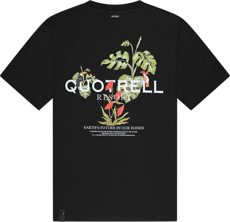 Quotrell Floral T-shirt | Black/white Zwart