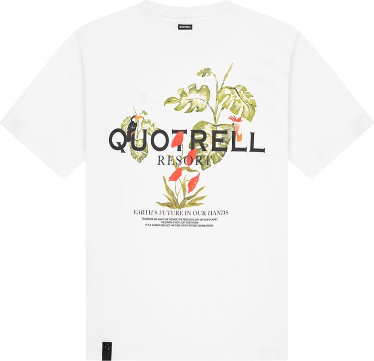 Quotrell Floral T-shirt | White/black Wit