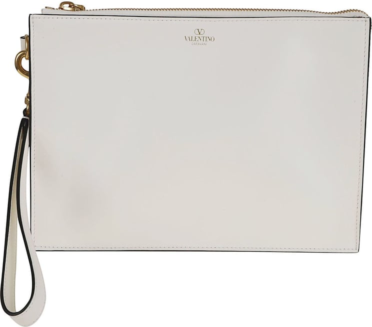 Valentino handle flat pouch Wit