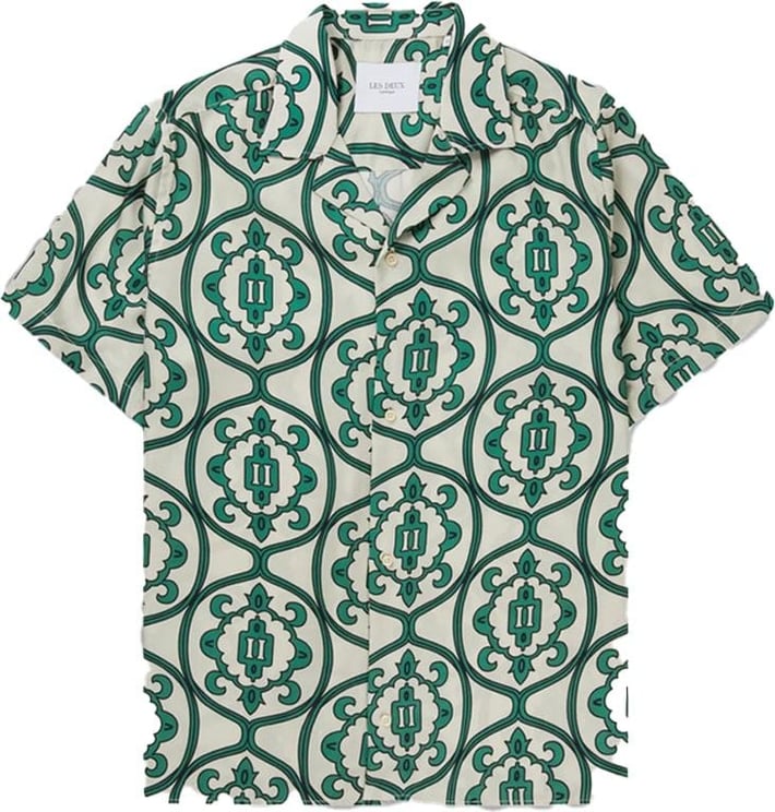 Les Deux Camicia Ornament AOP Ivory/Vintage Green Divers
