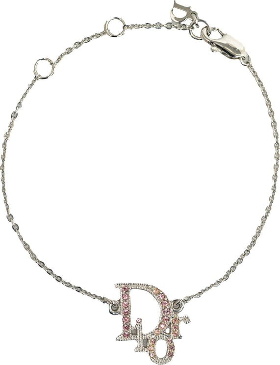 Dior Logo Rhinestone Bracelet Zilver