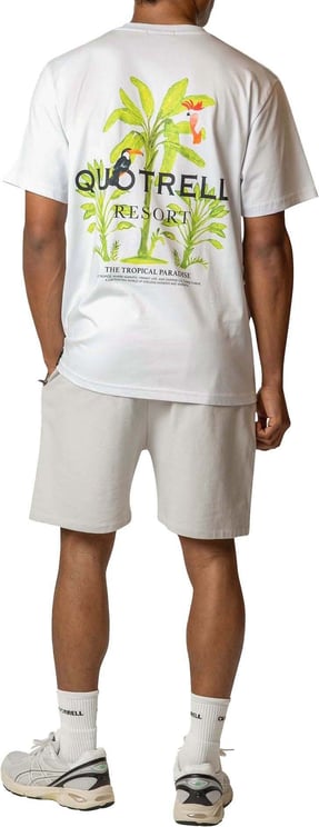Quotrell Tropics T-shirt | White/black Wit