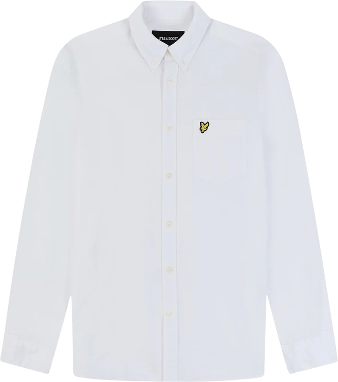 Lyle & Scott Cotton linen button down shirt lange mouw overhemden wit Wit