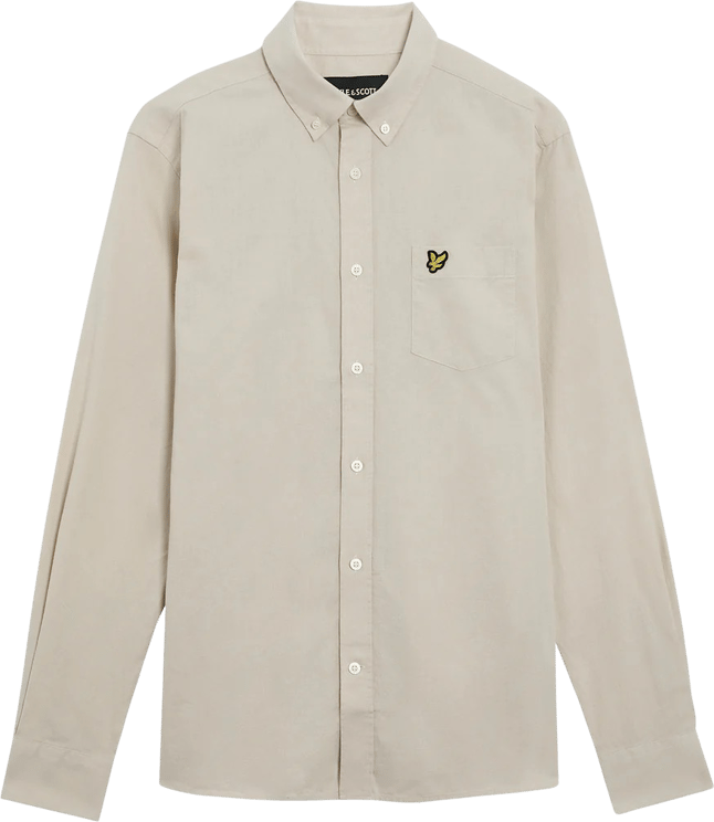 Lyle & Scott Cotton linen button down shirt lange mouw overhemden beige Beige