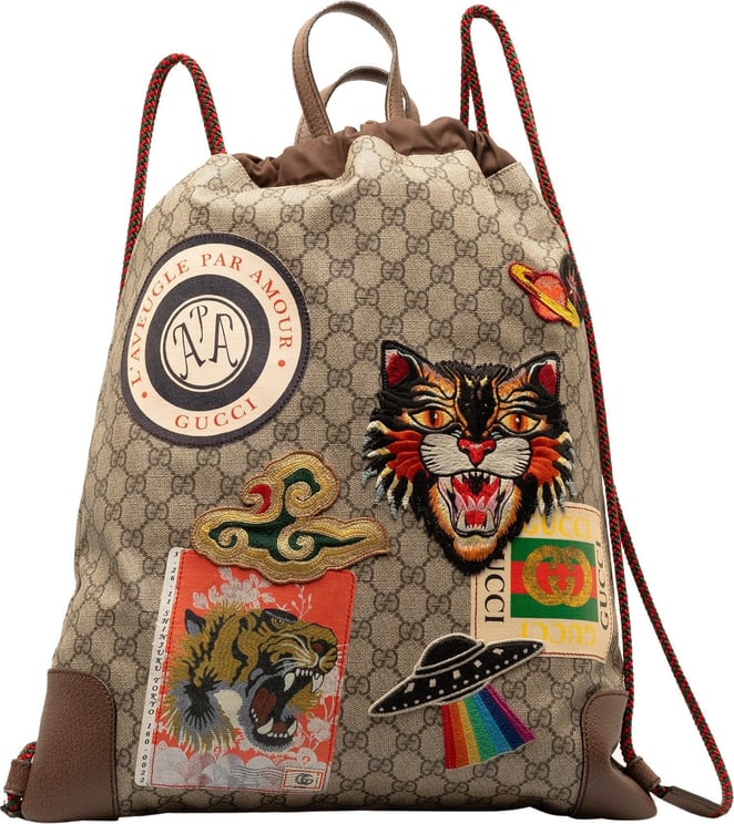Gucci GG Supreme Courrier Drawstring Backpack Bruin