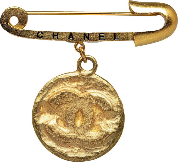 Chanel CC Medallion Costume Brooch Goud