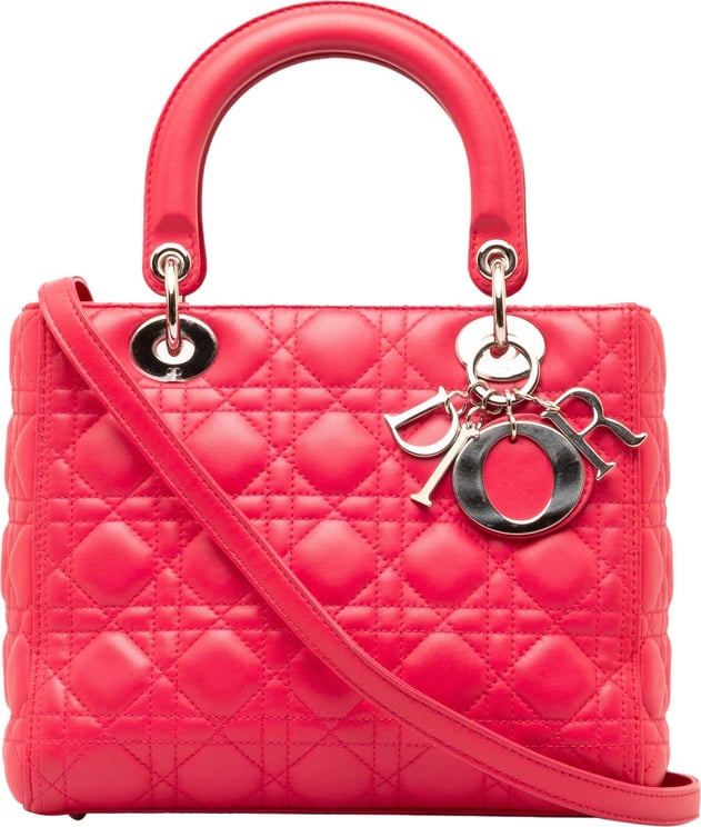 Dior Small Lambskin Cannage Lady Dior Roze