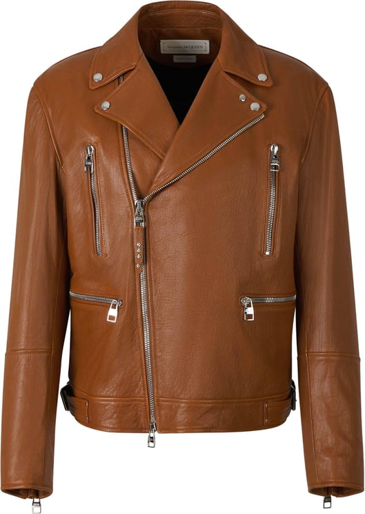 Alexander McQueen Leather Biker Jacket Zilver