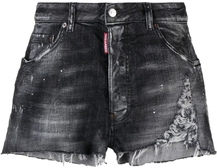 Dsquared2 Raw Cut Baggy Denim Shorts Zwart