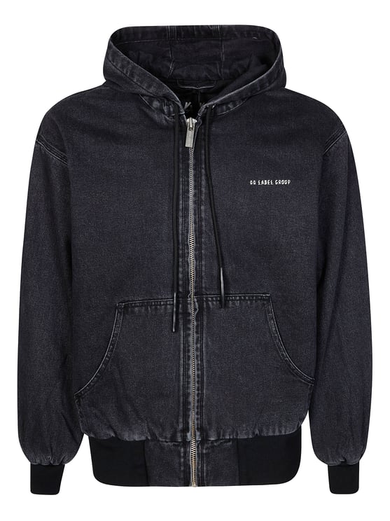 44 Label Group Gothic Lettering Washed Black Zip Hoodie