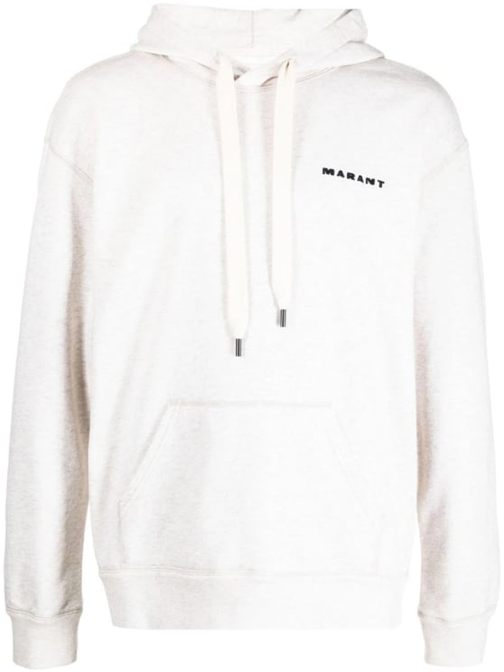 Isabel Marant Marcello Logo Embroidered Hoodie Beige