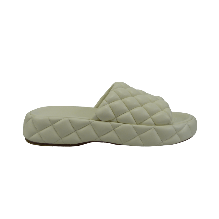 Bottega Veneta Sandalo imbottito in pelle bianca Wit