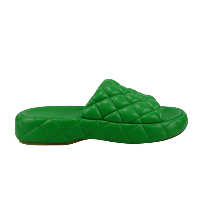 Bottega Veneta Sandalo imbottito in pelle verde Groen