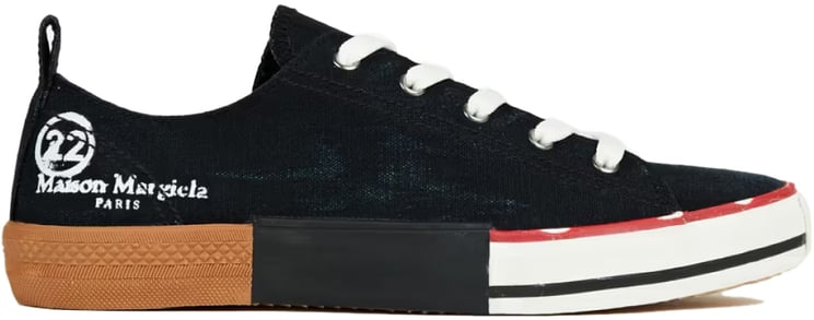 Maison Margiela Printed Logo Canvas Sneakers Zwart