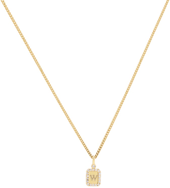 Vedder & Vedder Vedder & Vedder Tiny Pavé Tag J Kettingen Goud Tiny Pavé