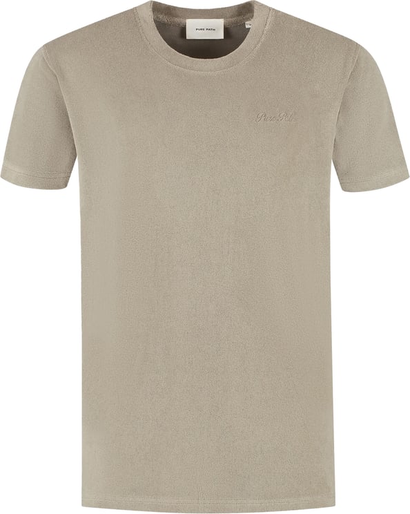 Pure Path Cursive Terry T-shirt Taupe badstof