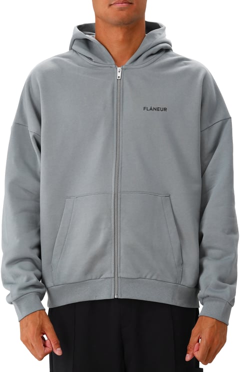FLÂNEUR Flâneur Vest Groen Logo Zip-Up Hoodie
