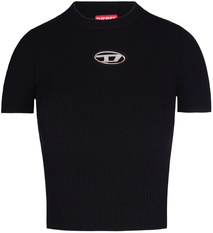 Diesel Top nero Diesel aderente con logo frontale