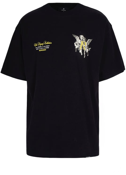 Represent Represent T-Shirt Nera con Logo Cherubini