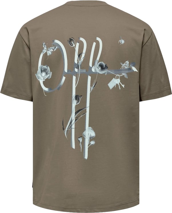 OFF THE PITCH Phantom Oversized Fit Tee Ash Brown