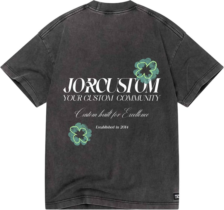 JORCUSTOM Flowers Loose Fit T-Shirt AcidGrey