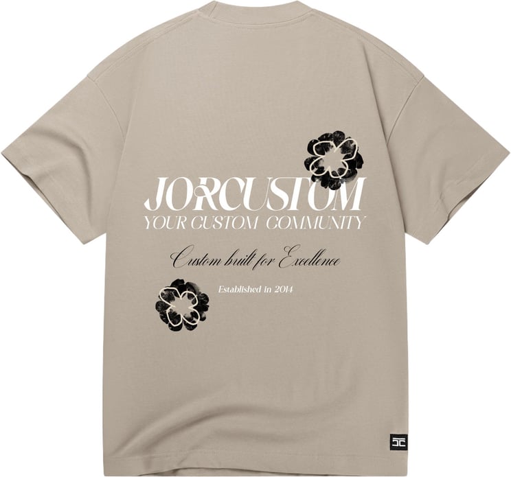JORCUSTOM Flowers Loose Fit T-Shirt Taupe