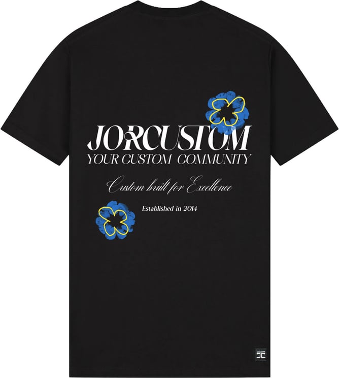 JORCUSTOM Flowers Slim Fit T-Shirt Black