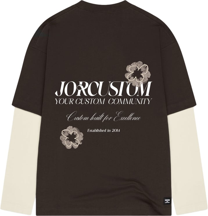 JORCUSTOM Flowers Dl Ls T-Shirt Brown-Creme