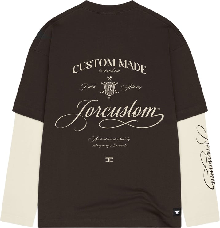 JORCUSTOM Handscri Dl Ls T-Shirt Brown-Creme
