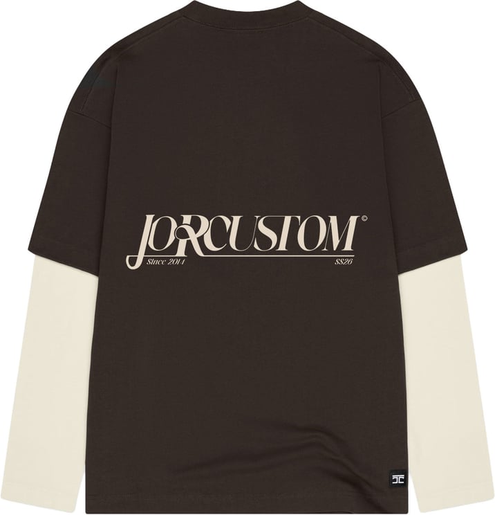 JORCUSTOM Script Dl Ls T-Shirt Brown-Creme