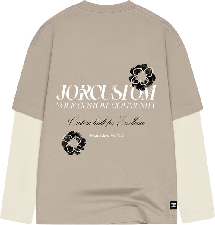JORCUSTOM Flowers Dl Ls T-Shirt Taupe-Creme