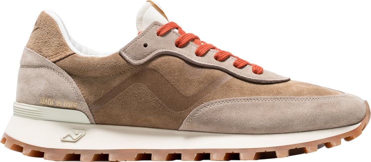 No Map Society veloce beige met oranje veters