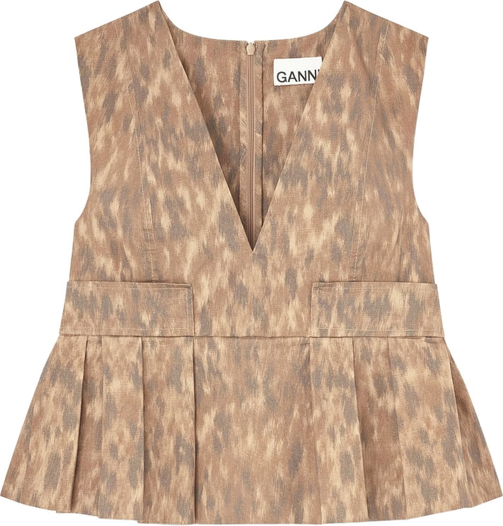 Ganni top leopard beige