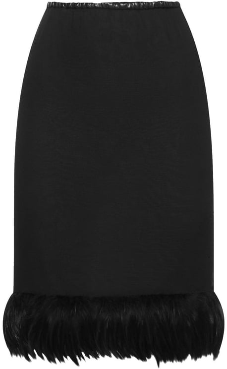 Saint Laurent Saint Laurent Feathers Trim Silk Skirt