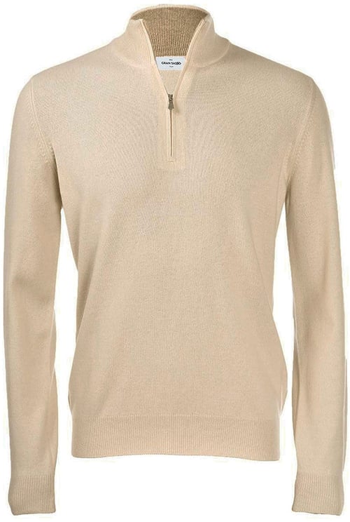 Gran Sasso Half zip trui lichtbeige