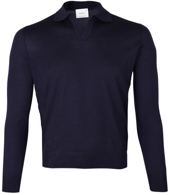 Gran Sasso Polo lange mouw donkerblauw